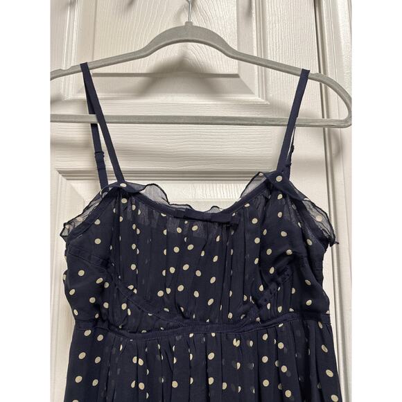 Y2K Vision Apparel Silk Polkadot Pleated Baby Doll Retro Mini Dress Size 6 - Picture 4 of 8